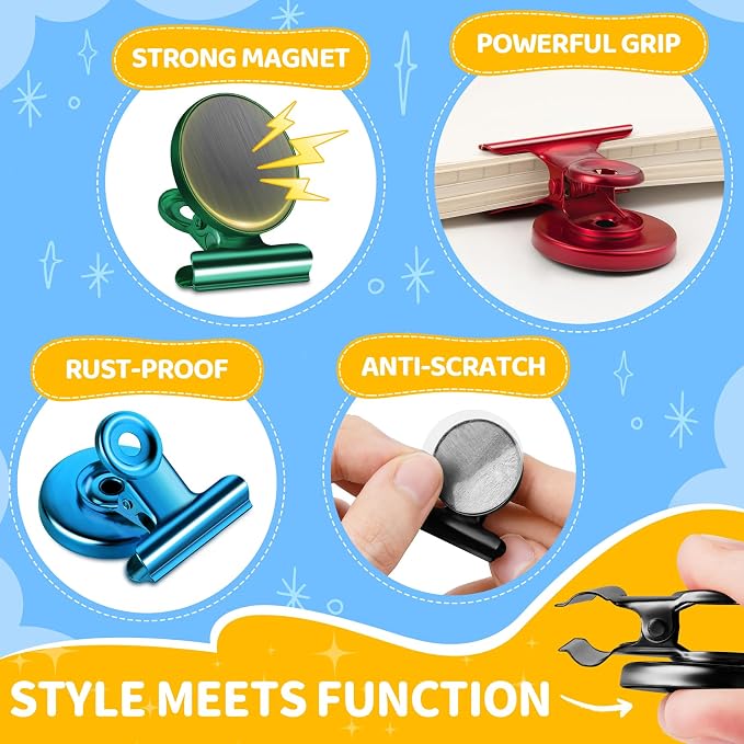 Grtard 12 Pack Magnetic Clips, Mixed Color Magnet Clips - Image 4