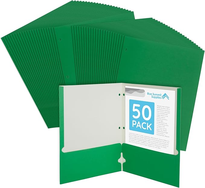 Blue Summit Green Folders with Pockets, Paper Green Pocket Folders with by BlueSummitSupplies