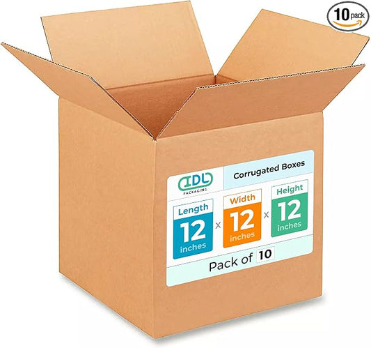 IDL Packaging - B-121212-10 Medium Corrugated Moving Boxes 12"L x 12”W x 12"H - by IDLPackaging