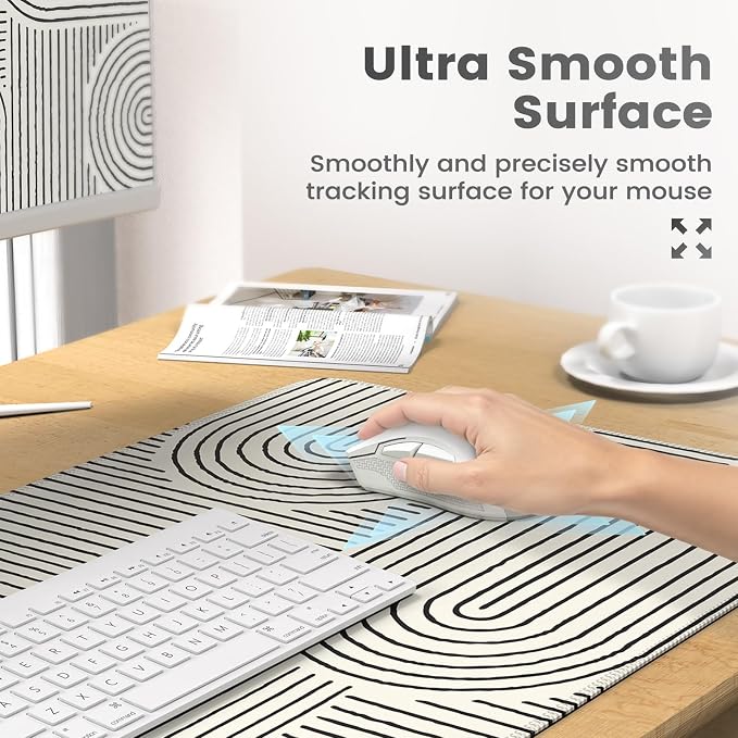 iCasso White Desk Matt for Desktop, Cute Desk Pad Mat, Large Mouse Pad - Image 3