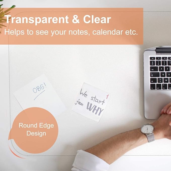 NATRKE Clear Desk Mat Pad, 27.6"x15.7" Large Transparent Computer Desk Mat - Image 4