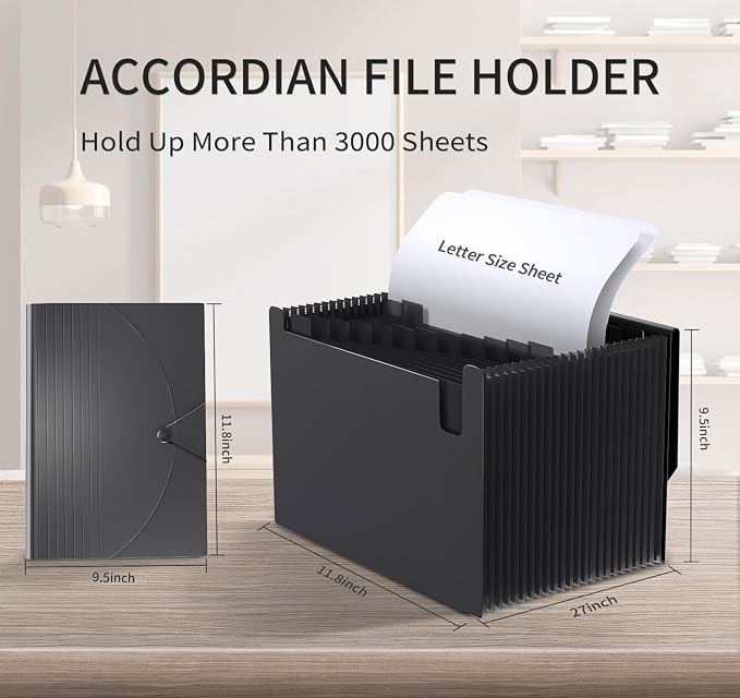 24 Pockets Expanding File Folder, Accordion File Organizer, Document Organizer - Image 3