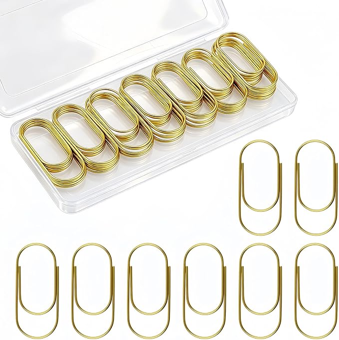 50Pcs 2 in Jumbo Gold Paper Clips, Non Skid Smooth Planner Clip by Unknown