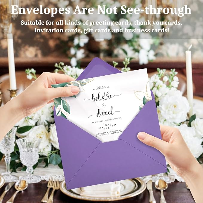 50 Pack A7 Envelopes, Dark Purple Greeting Card Envelopes Self Seal, 5.24 x - Image 5