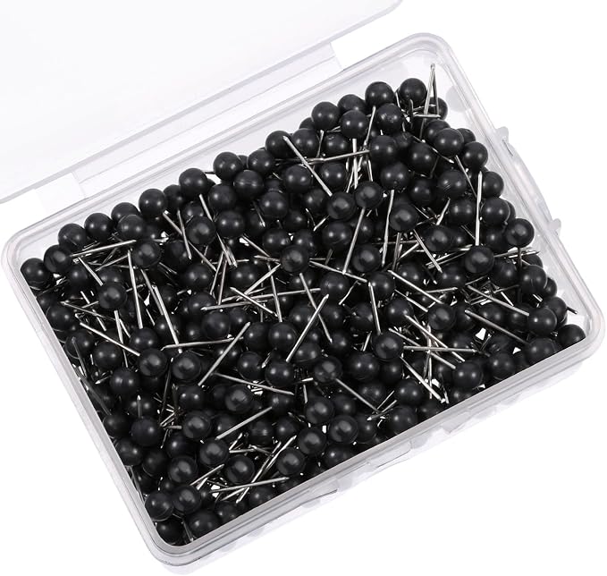 500 Pack Map Push Pins Bulk 1/8 Inch Black Map Tacks Traveling Bulletin Board by Willbond+Technology+Limited