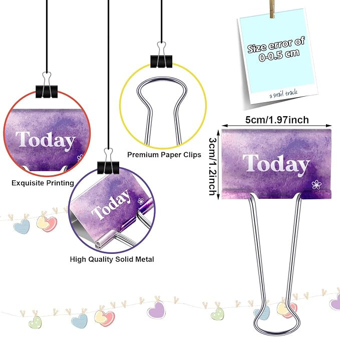 Tenare 6 Pieces Teacher Essentials Large Binder Clips 2 Inches Teacher Binder - Image 2