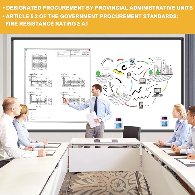 H-Qprobd 8'x4' Whiteboard Commercial-Grade Large Magnetic Dry Erase White Board for Wall - 96"x48" Presentation Boards for Business, Education & Government - Aluminum Frame Wall Mounted Whiteboard-DeskLoop Office