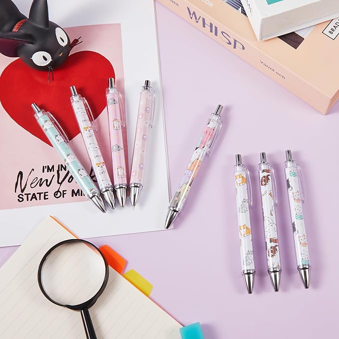 Ireer 8 Pcs Ballpoint Pens for Women 1.00 mm Cute Black Ink Fancy Pens Fine - Image 4