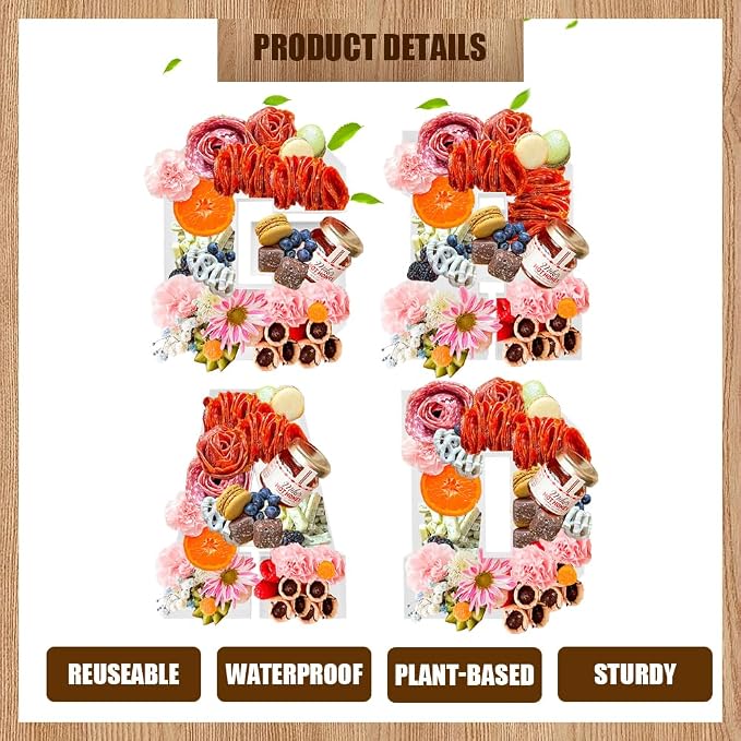 2026 Plastic Fillable Charcuterie Number Letter Shaped Reusable Serving Tray - Image 5