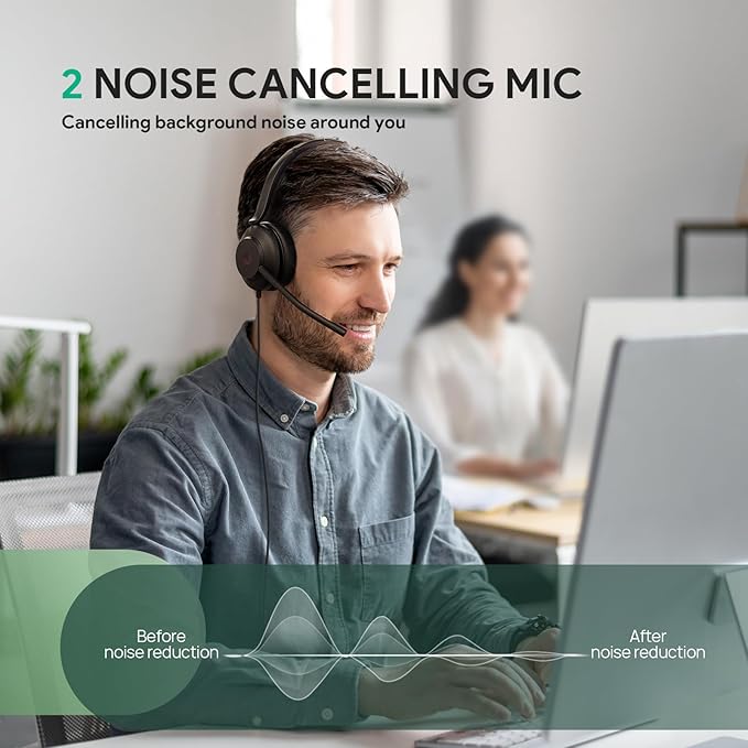 Yealink UH35 USB Headset with Microphone,Mono Wired Headset with Noise Cancelling Mic,Computer Headset Teams Certified,for Home Office Online Meeting Call Center, All Day Comfort-DeskLoop Office