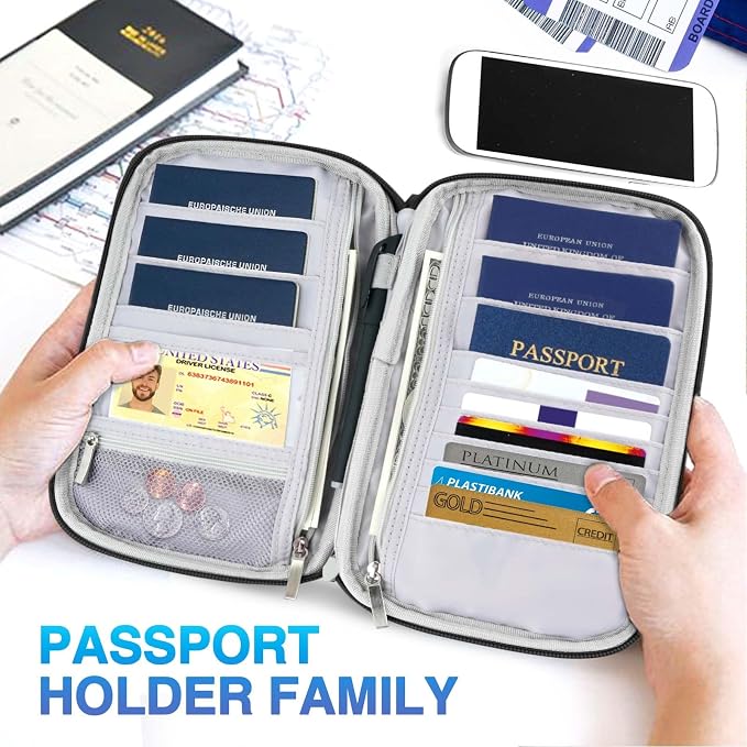 Passport Holder Family, Women RFID Blocking Passport Wallet, Travel Essentials - Image 6