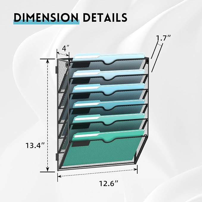 SUPEASY 6-Tier Wall File Organizer, Hanging Wall Files - Image 2