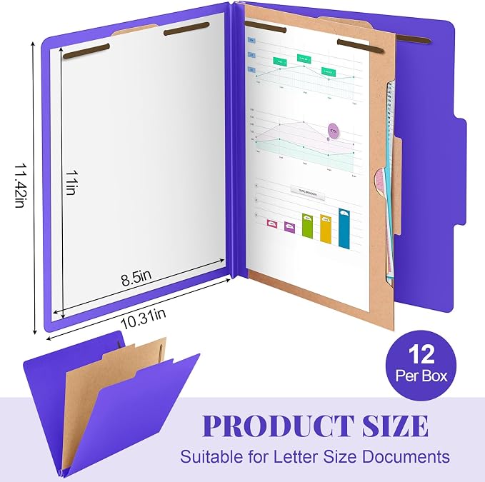 Skyygemm 12 Pcs Classification Folders 3 Pocket Dividers Letter Size Employee - Image 2