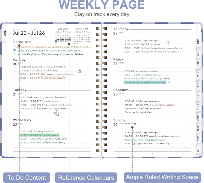Planner 2026-2027, Weekly and Monthly Academic Year Calendar Planner, July 2026 - Image 2