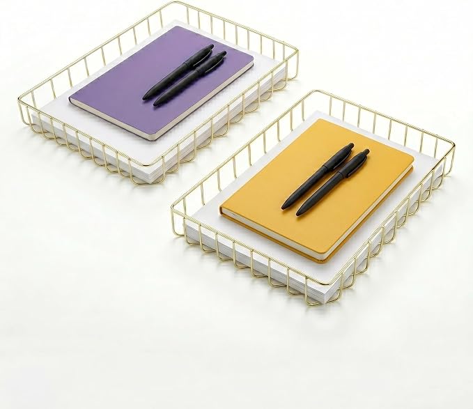 Elegant Gold Wire Desk Tray Organizer by Home