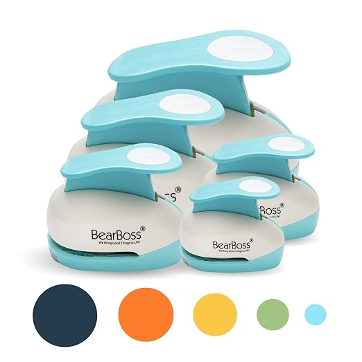 BearBoss 5 Circle Paper Punch, Handmade Scrapbook Paper Puncher, Different Size by BearBoss