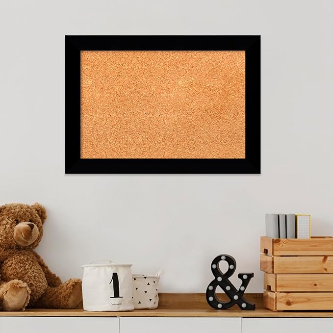 Amanti Art Natural Cork Board for Wall, 15x21 Vision Board with Black Wood Frame, Small Corkboard Office Decor for Home Organization, Modern Corkboard Pinboard to Display Items for Home Organization-DeskLoop Office