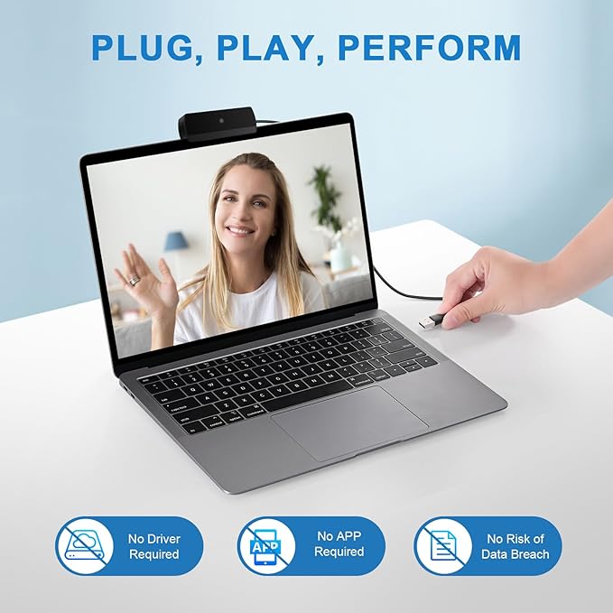 Webcam, K1 Full HD Webcams,1080P Video and Wide Angle Camera,Plug and Play USB Webcam for Online Calling/Conferencing, Zoom/Skype/Facetime/YouTube, Laptop/PC-DeskLoop Office