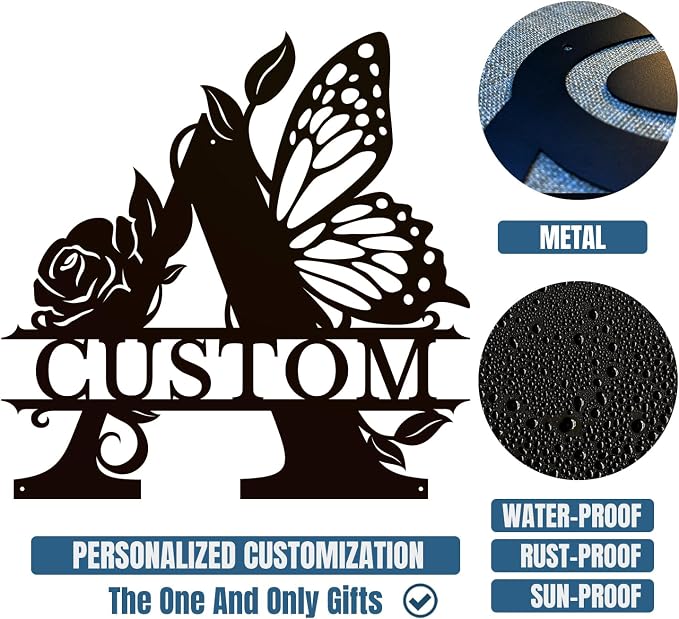 Personalized Custom Letter Name metal Signs, Custom Black Letter Monogram Wall - Image 6