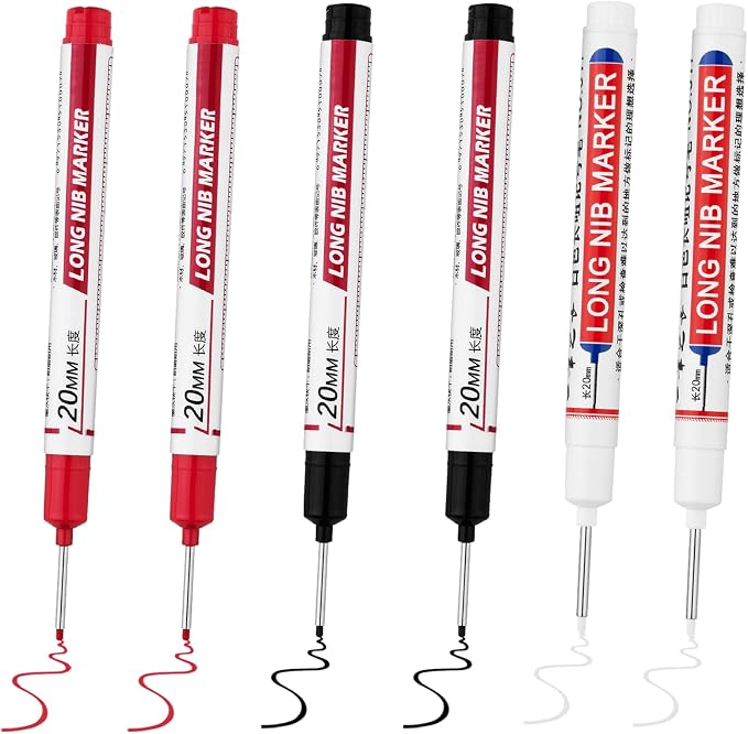6 PCS Long Head Deep Hole Marker Pens, 20mm Long Nib Marker, Longs Nose Markers by Unknown