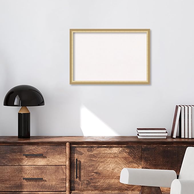 Amanti Art White Cork Board for Wall, 18x26 Vision Board with Gold Frame, Medium Corkboard Office Decor for Home Organization, Casual Corkboard Pinboard to display items for home organization-DeskLoop Office