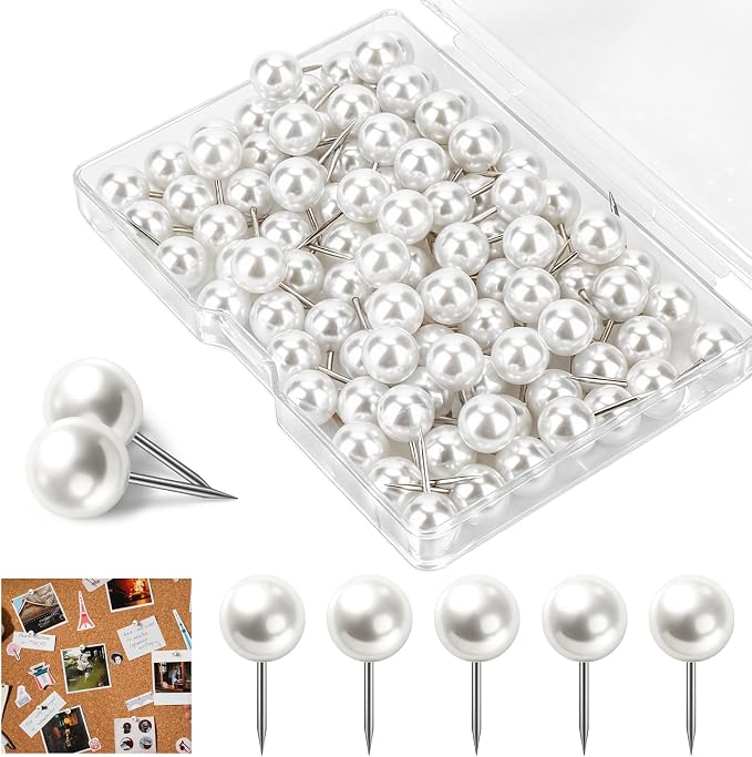 100 Pcs Pearl Pins, Pearl Push Pins Thumb Tacks by Unknown