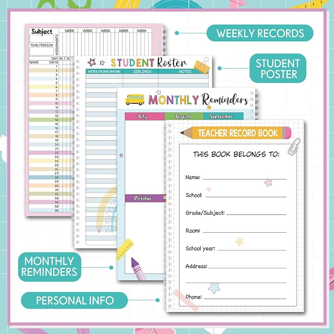 Fuyoooo Teacher Record Book Teacher Grade Books 2026-2027 Spiral Bound Record - Image 5