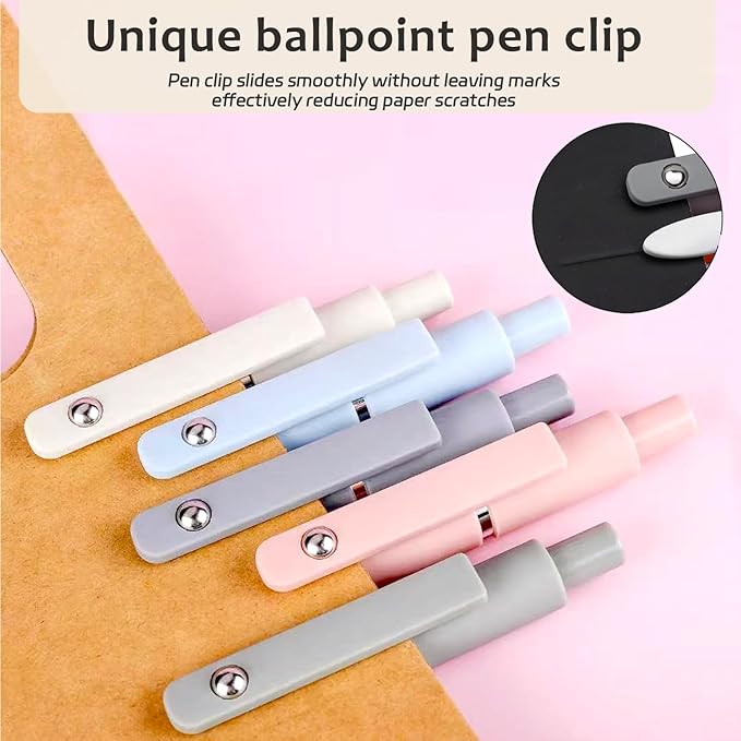 Gel Pens, 5Pcs 0.5mm Fine Point Pens With Smooth Wirting,Quick Dry Aesthetic Pens For Journaling, Ballpoint for Office School Supplies,Gifts for Women Men Student(Morandi)-DeskLoop Office