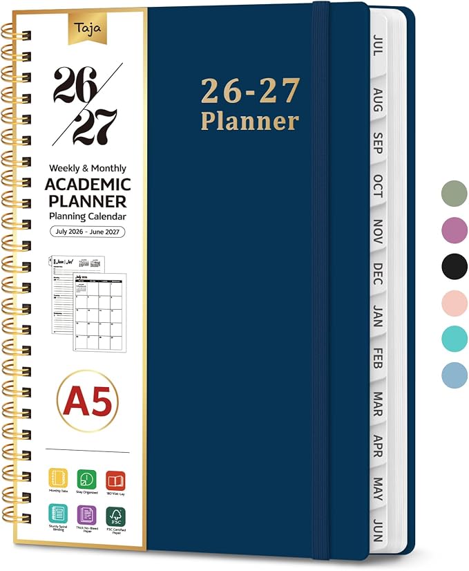 Planner 2026-2027, 6.3" x 8.5" Weekly and Monthly Academic Year Planner Calendar by Taja