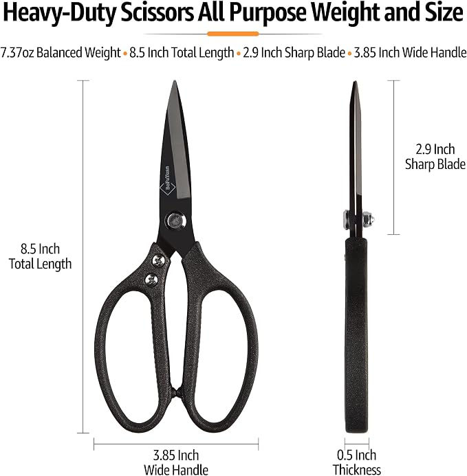 BoFuYuan 8.5 Inch Multipurpose Heavy Duty Scissors, Frosted Grey | Japanese - Image 2