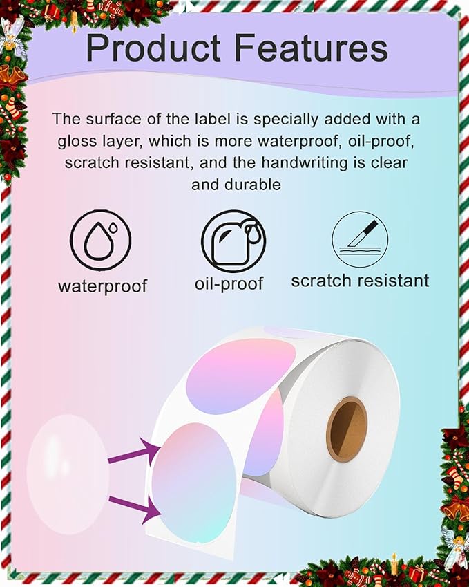 2 inch Round Thermal Labels, Thermal Printer Labels use for Barcode, Shipping, Customized, Circle Direct Thermal Stickers 500 Labels for Printer, Fantasy Purple-DeskLoop Office