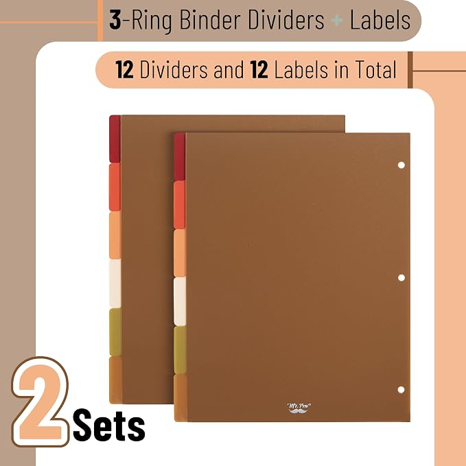 Mr. Pen- Dividers for 3 Ring Binder, 2 Sets, 6 Pack/Set, Binder Dividers - Image 2