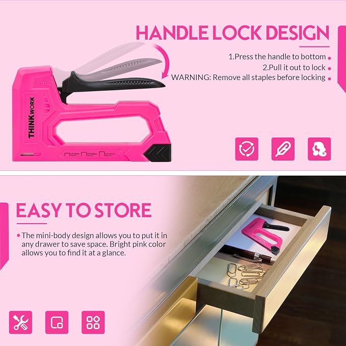 THINKWORK Light Duty Staple Gun, 3/8" and Staple Remover, Women Fabric Stapler - Image 4