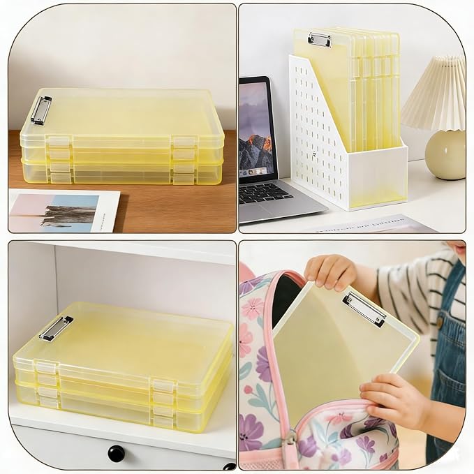 Letter Size Clipboard with Storage 8.5 * 11, Plastic Clear Yellow Clipboard - Image 6