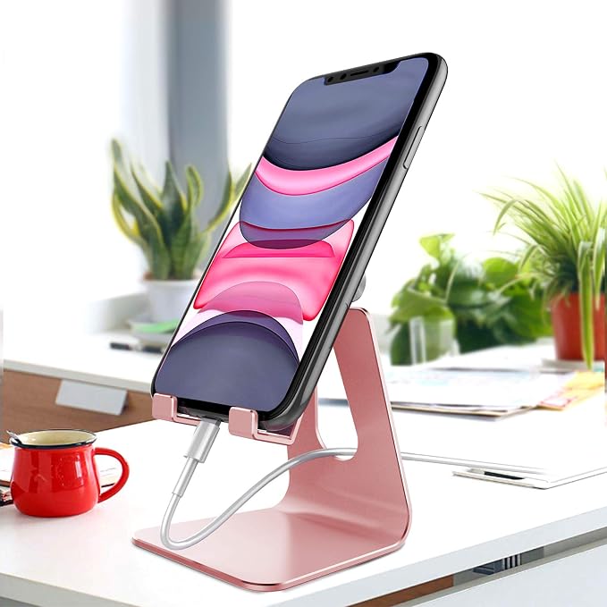 CreaDream Adjustable Cell Phone Stand, Phone Stand, Aluminum Desktop Stand - Image 2
