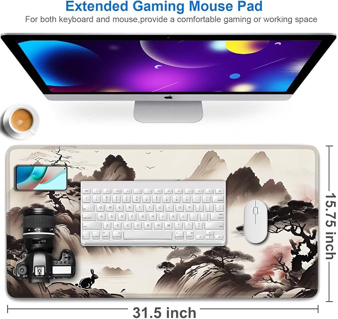 Mousepad, 31.5x15.7 inch Large Extended Gaming Computer Keyboard Mouse Mat - Image 2