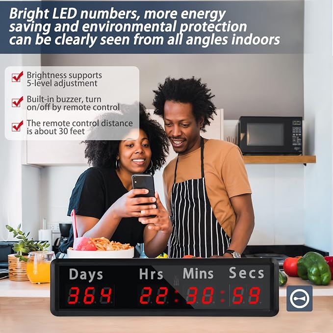 LED Countdown Clock, 999 Days, 23 Hours, 59 Minutes, 59 Seconds, Event - Image 4