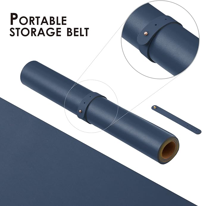 Cork Desk Mat - Dual-Sided Desk Pad for Office and Home - Desk Organization and Accessories - Ideal for Large Mouse Pad and Desk Mats on Top of Desks(Dark Blue,27.6"x 13.8")-DeskLoop Office
