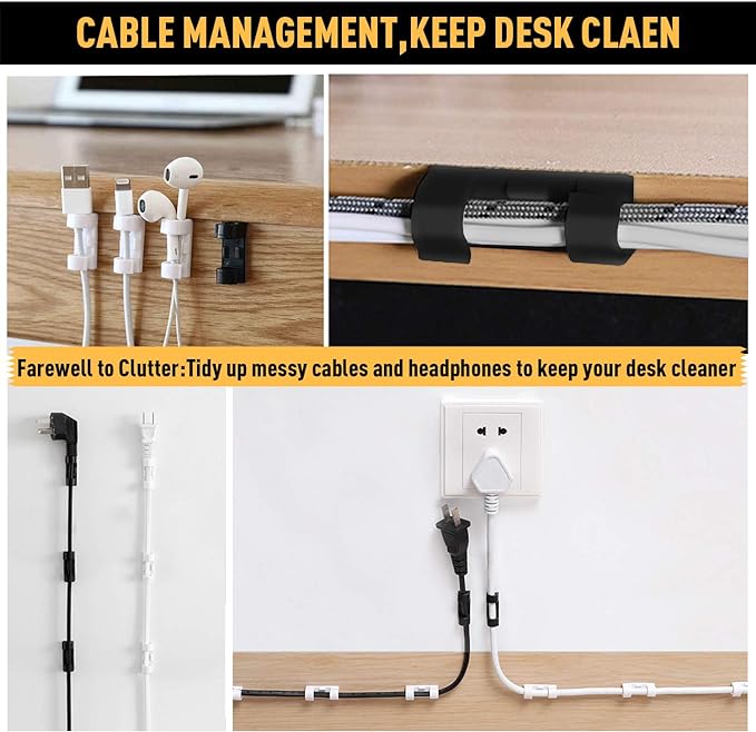 Cable Clips with Strong Self-Adhesive, XIAOXI Cable Management TV PC Wire - Image 3