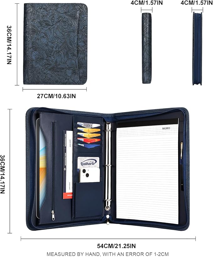 Leathario Portfolio Binder, Includes 5 Folder Index Dividers and 3 Notepads - Image 2