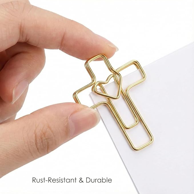 Gold Heart Cross Paper Clips Gold - Image 5