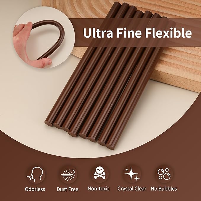 MATUFF Brown hot Glue Sticks Full Size 0.43” Dia x 8” Long, 20 pcs Hot melt Adhesive Glue Sticks, All-Purpose Colored Glue Gun Sticks for DIY Brown Crafting Arts and Home Decoration Repair Bonding-DeskLoop Office