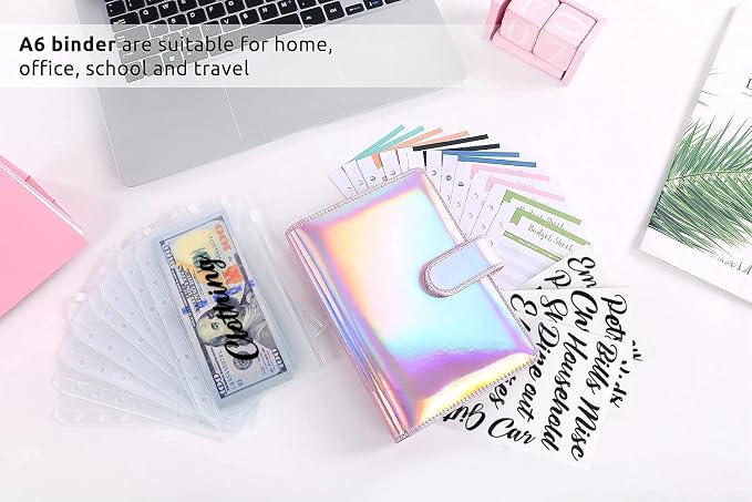 SKYDUE Budget Binder with Cash Envelopes, A6 Size, 20-Page Capacity, 8 Dividers - Image 2