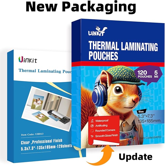 Uinkit Photo Laminating Pouches 5x7 inches 5mil Thickness Extra Protection 120Pack Thermal Laminating Sheets Professional Quality,Glossy Clear Laminator Pouch Rounded Corner-DeskLoop Office