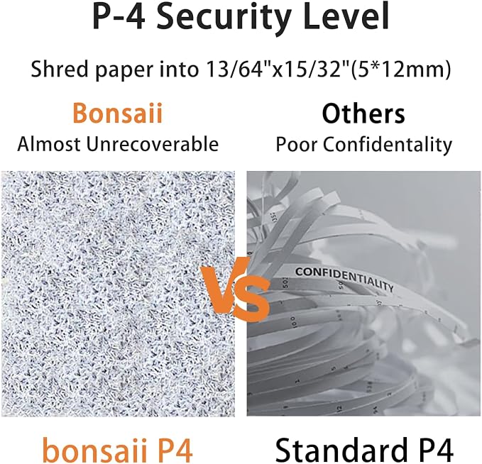 Bonsaii 12-Sheet Micro-Cut Paper Shredder, 55-Min Continuous Run, Shreds - Image 6