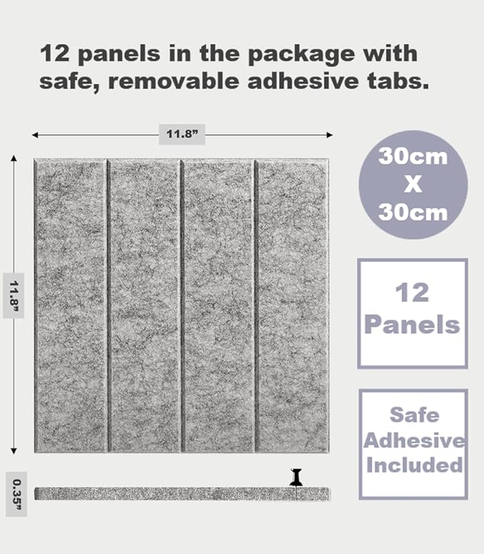 Large Cork Board Alternative - 12-Pack Felt Wall Tiles with Safe Removable Adhesive Tabs, Cork Wall Tiles Bulletin Board Home Office Essentials - Gray Marble-DeskLoop Office