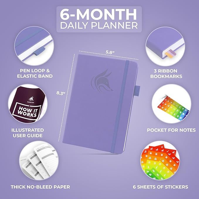 Clever Fox Daily Planner – Undated Planning Notebook with Hourly Schedule & To-Do List – Personal Day Task & Work Organizer, 6 Months (Lavender)-DeskLoop Office