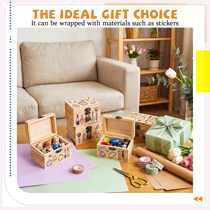 CroBlissful 24 Set 48 Pcs Unfinished Wooden Box - Image 5