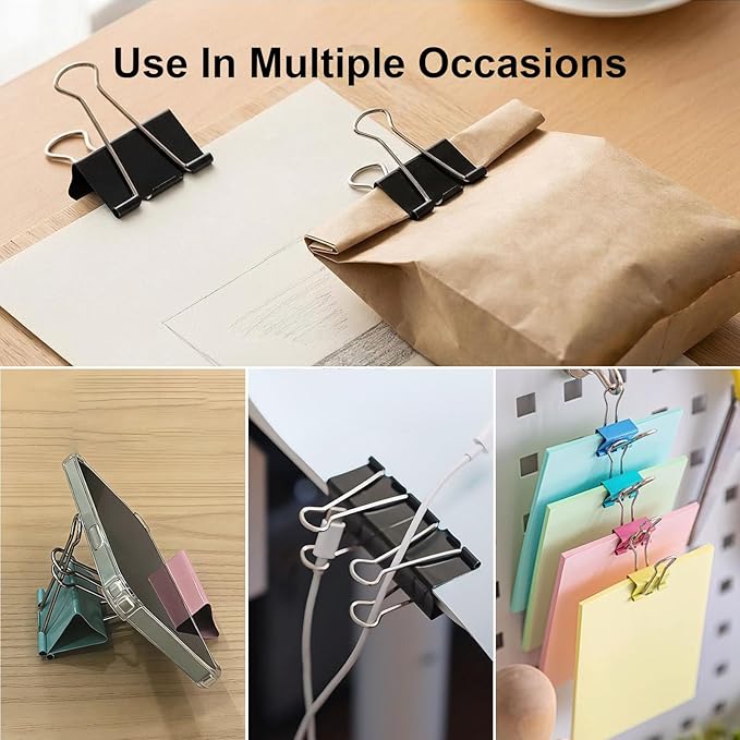 24 Pack 3 Inch Extra Large Binder Clips, Heavy Duty Paper Clamps, Big Metal - Image 2
