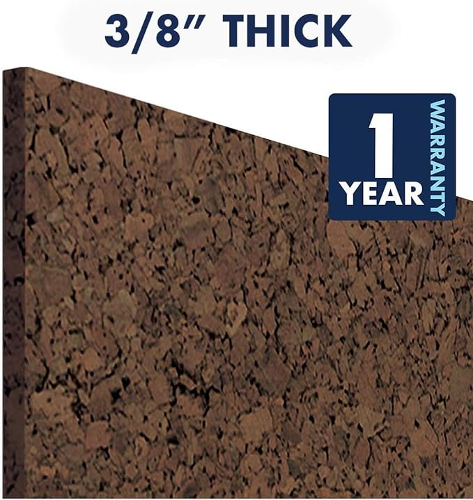 Quartet Cork Tiles, Bulletin Board Cork Panels 12" x 12" x 3/8", Dark Brown - Image 4